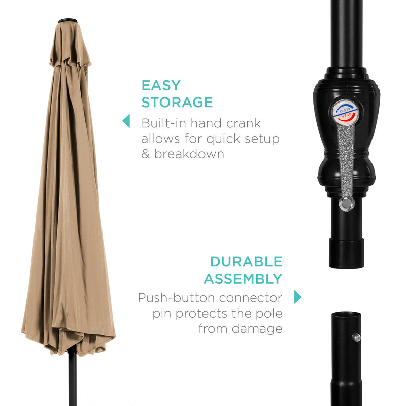 Outdoor Steel Market Patio Umbrella Decoration w/ Tilt, Crank Lift - 10ft - Kivo Store