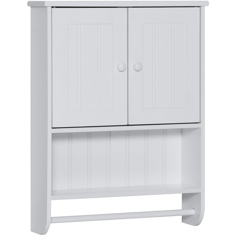 Bathroom Wall Storage Organization Cabinet w/ Double Doors, Towel Bar