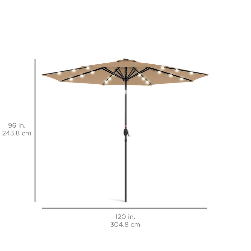 Solar LED Lighted Patio Umbrella w/ Tilt Adjustment, UV-Resistant - 10ft