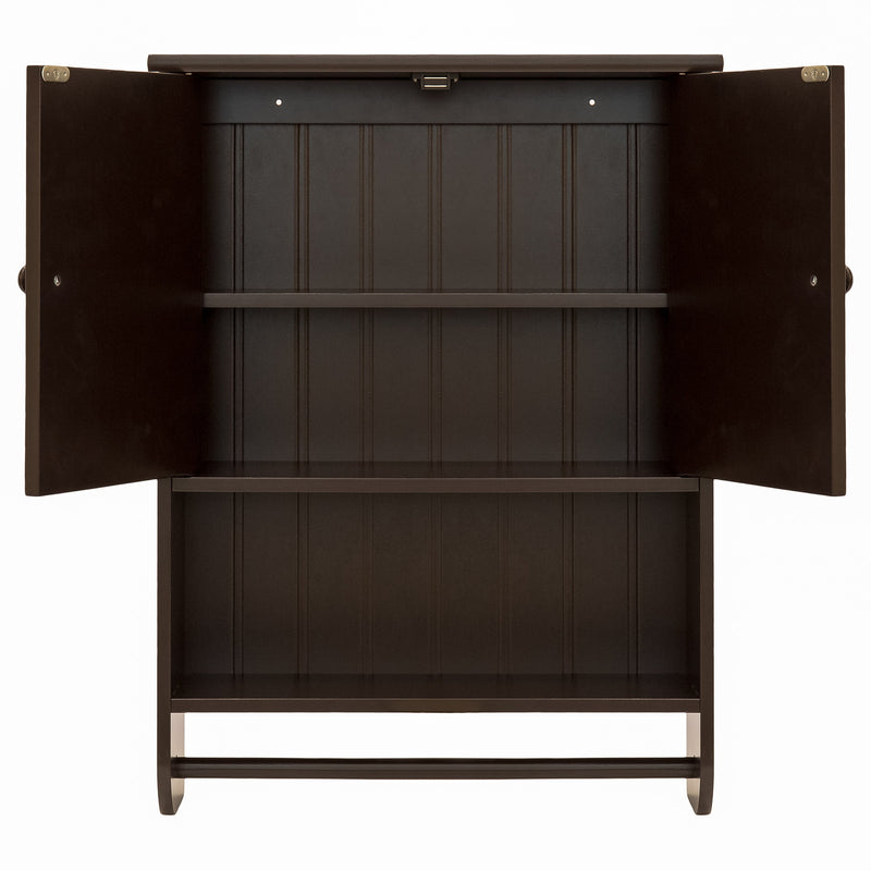Bathroom Wall Storage Organization Cabinet w/ Double Doors, Towel Bar