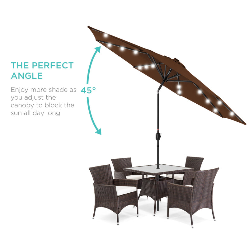 Solar LED Lighted Patio Umbrella w/ Tilt Adjustment, UV-Resistant - 10ft - Kivo Store
