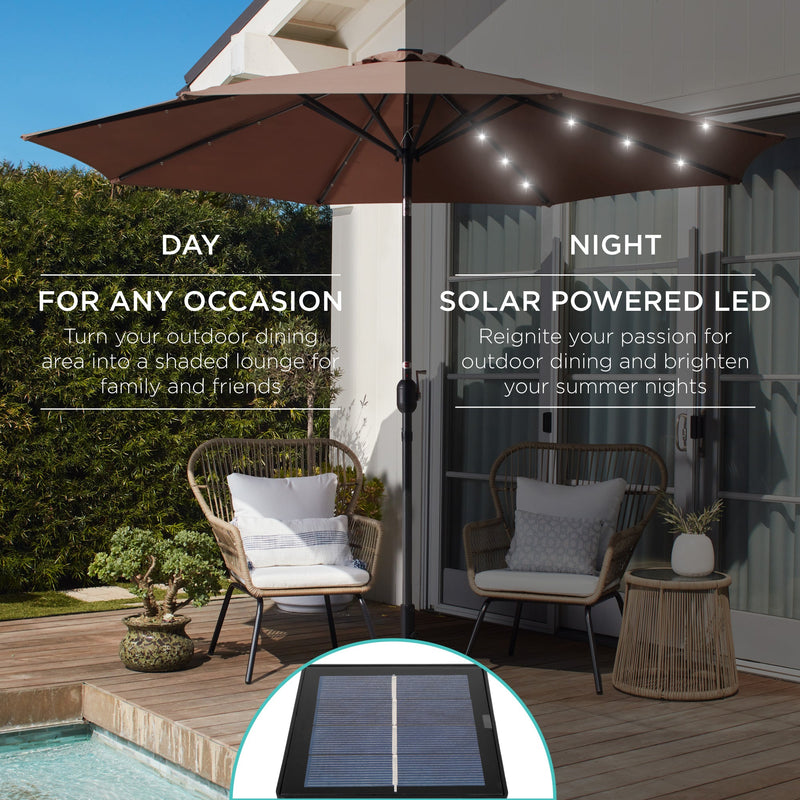 Solar LED Lighted Patio Umbrella w/ Tilt Adjustment, UV-Resistant - 10ft - Kivo Store