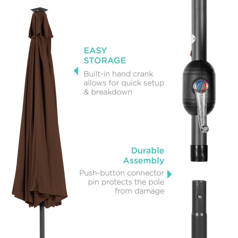 Solar LED Lighted Patio Umbrella w/ Tilt Adjustment, UV-Resistant - 10ft - Kivo Store