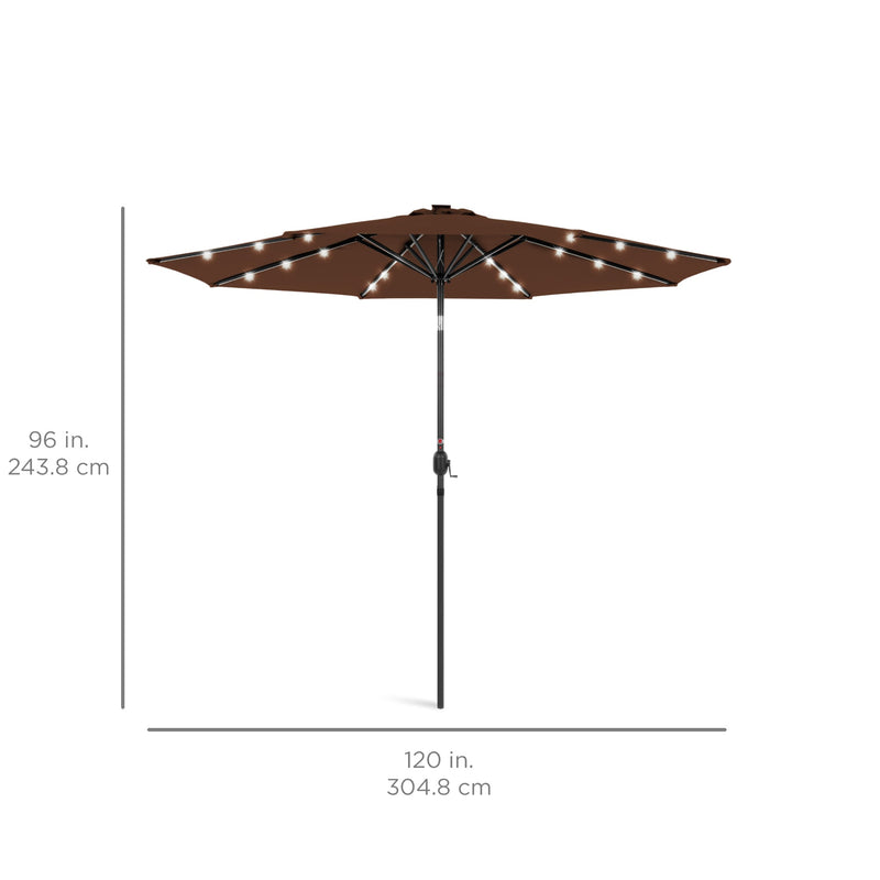 Solar LED Lighted Patio Umbrella w/ Tilt Adjustment, UV-Resistant - 10ft - Kivo Store