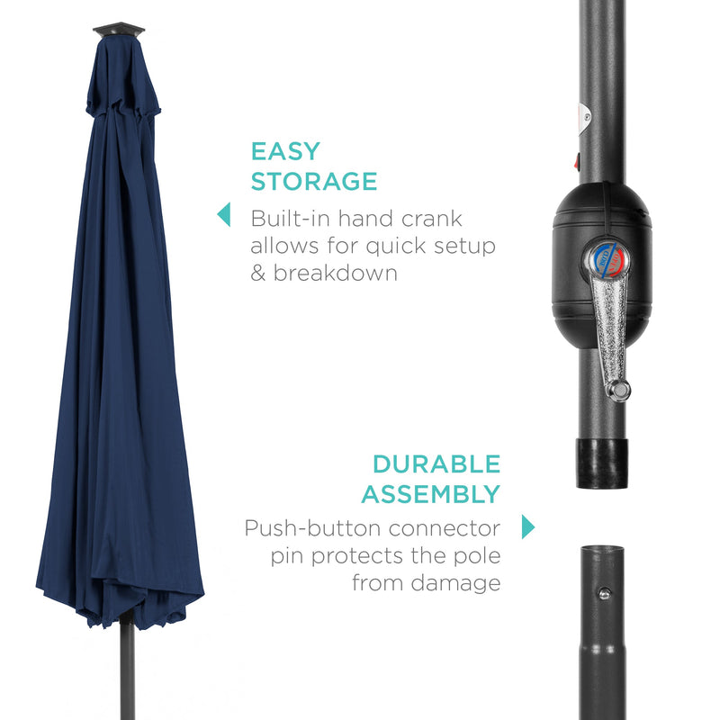 Solar LED Lighted Patio Umbrella w/ Tilt Adjustment, UV-Resistant - 10ft