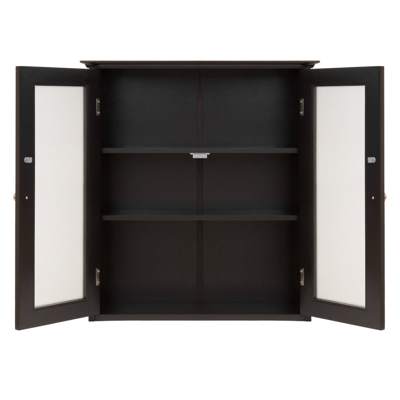 Bathroom Wall Storage Medicine Cabinet w/ Tempered Glass Double Doors