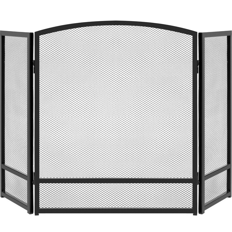 3-Panel Simple Steel Mesh Fireplace Screen w/ Worn Finish - 47.5x27.25in