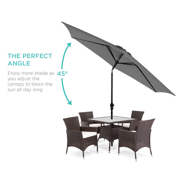 Outdoor Steel Market Patio Umbrella Decoration w/ Tilt, Crank Lift - 10ft - Kivo Store