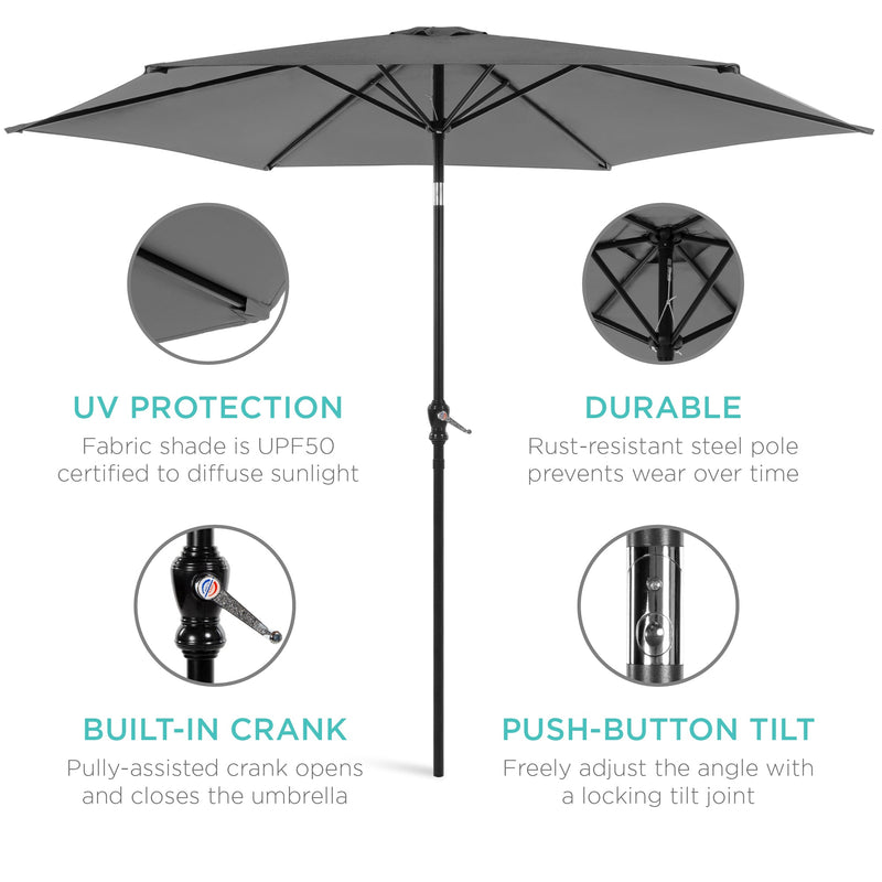 Outdoor Steel Market Patio Umbrella Decoration w/ Tilt, Crank Lift - 10ft - Kivo Store