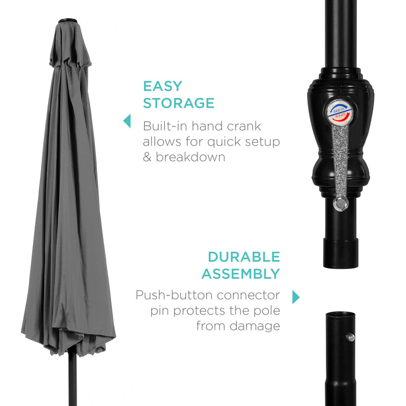 Outdoor Steel Market Patio Umbrella Decoration w/ Tilt, Crank Lift - 10ft - Kivo Store