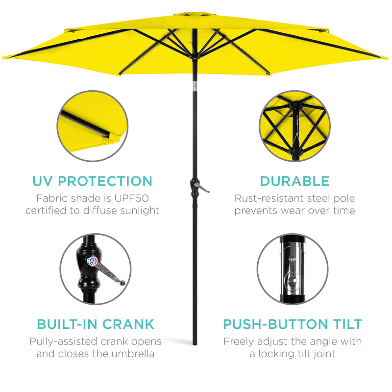 Outdoor Steel Market Patio Umbrella Decoration w/ Tilt, Crank Lift - 10ft - Kivo Store