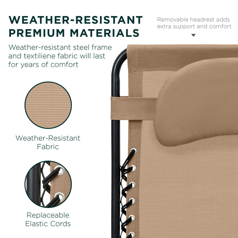 Oversized Reclining Zero Gravity Chair Lounger w/ Cup Holder, Pillow