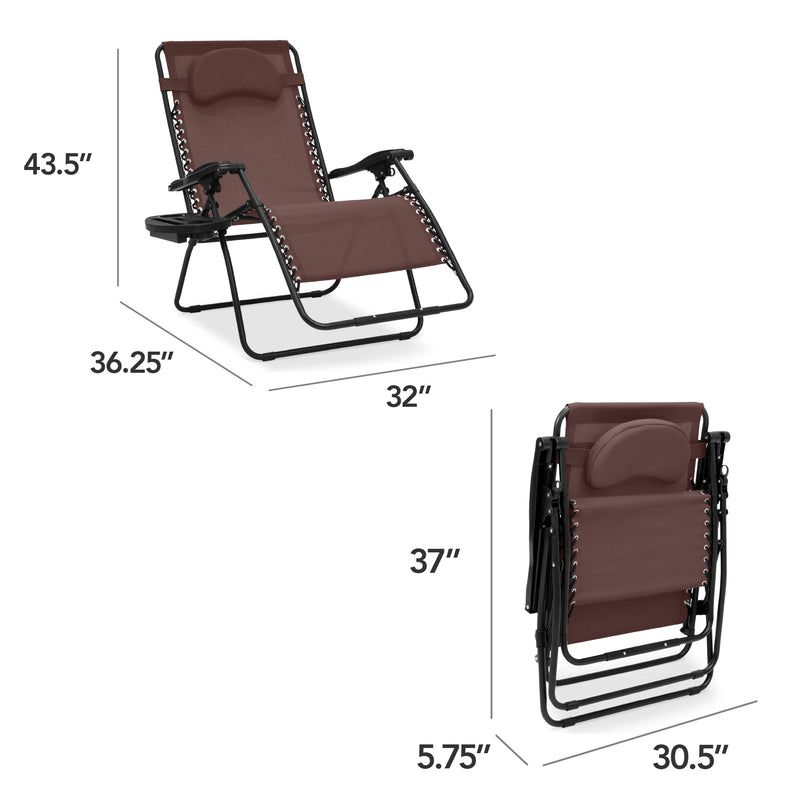 Oversized Reclining Zero Gravity Chair Lounger w/ Cup Holder, Pillow - Kivo Store