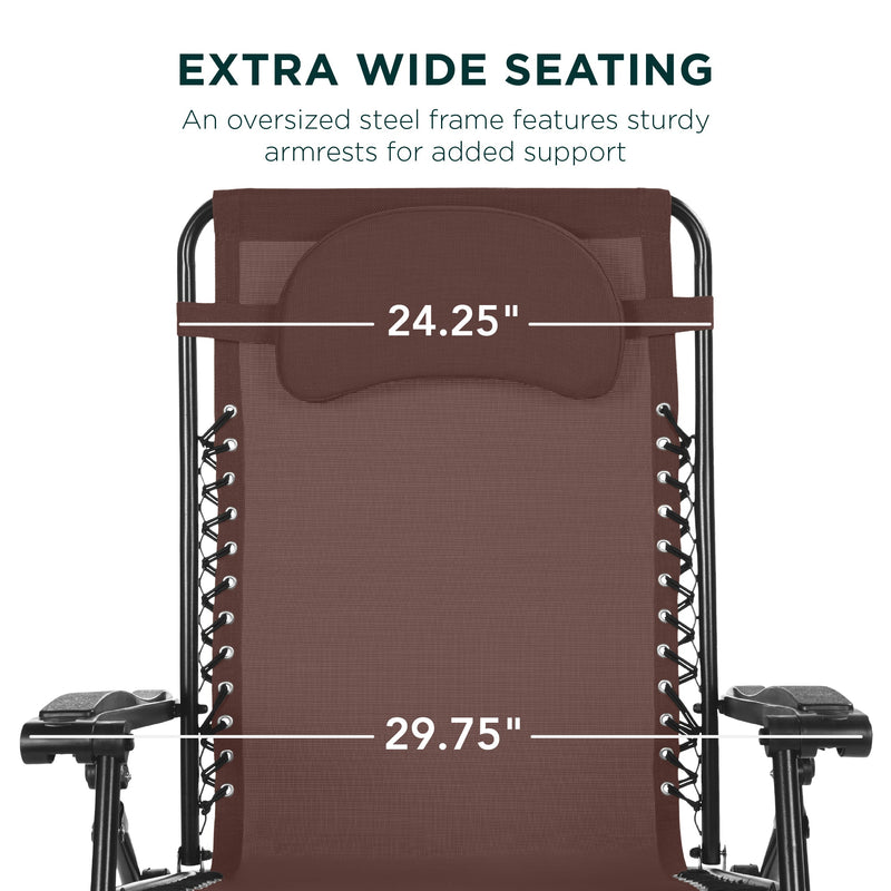 Oversized Reclining Zero Gravity Chair Lounger w/ Cup Holder, Pillow - Kivo Store