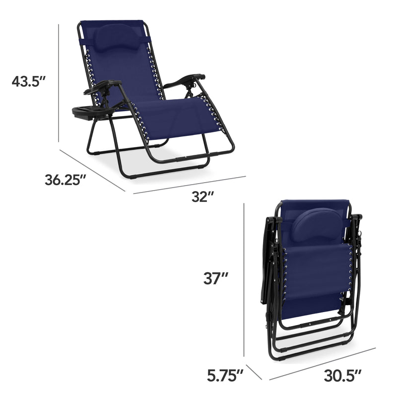 Oversized Reclining Zero Gravity Chair Lounger w/ Cup Holder, Pillow - Kivo Store