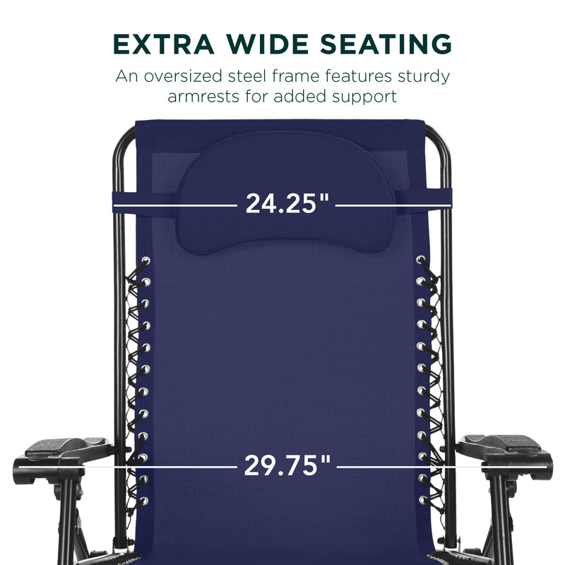 Oversized Reclining Zero Gravity Chair Lounger w/ Cup Holder, Pillow - Kivo Store