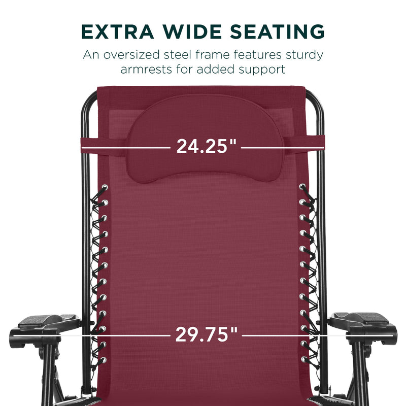 Oversized Reclining Zero Gravity Chair Lounger w/ Cup Holder, Pillow - Kivo Store