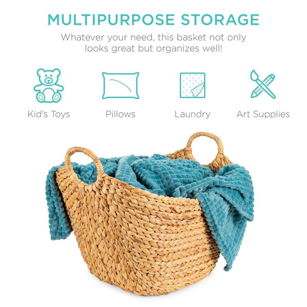 Large Multi-Purpose Seagrass Storage Basket w/ Handles - Kivo Store