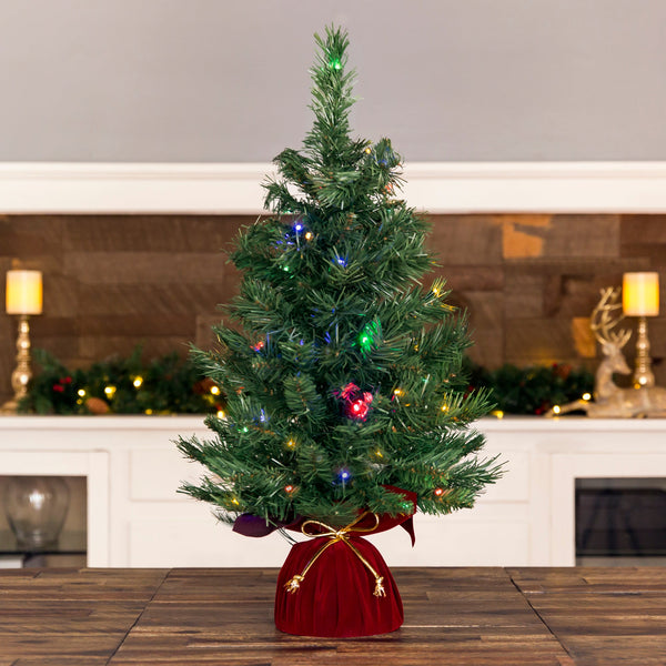 26in Pre-Lit Artificial Tabletop Christmas Tree w/ 35 White/Multi LED Lights