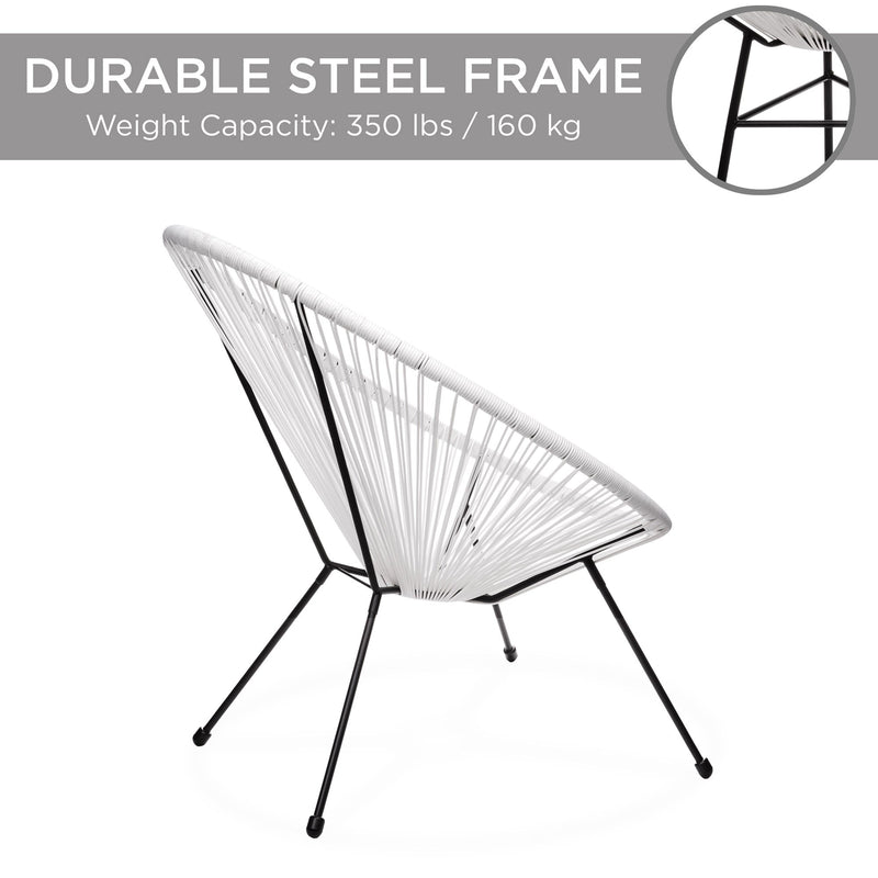 3-Piece All-Weather Patio Acapulco Bistro Set w/ Rope, Glass Top Table