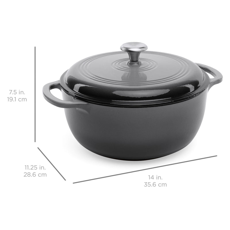 Cast-Iron Dutch Oven Kitchen Cookware w/ Enamel, Handles - 6qt - Kivo Store