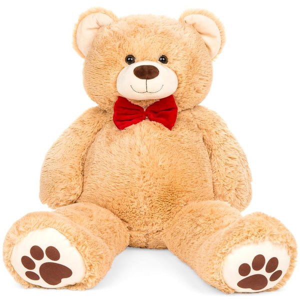 Giant Plush Teddy Bear Stuffed Animal w/ Bow Tie, Paw Prints - 38in - Kivo Store