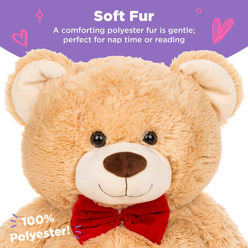 Giant Plush Teddy Bear Stuffed Animal w/ Bow Tie, Paw Prints - 38in - Kivo Store