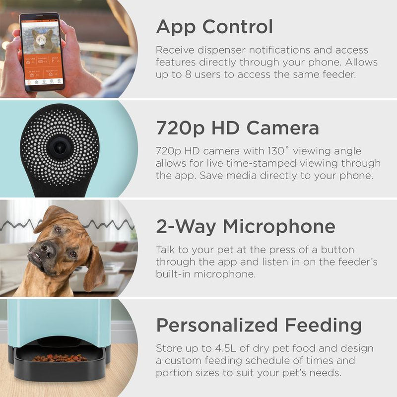 4.5L Smart Automatic Pet Feeder w/ Camera, App, Portion Control, 2-Way Audio - Kivo Store