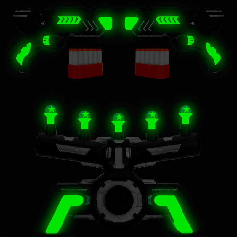 Glow-in-the-Dark Floating Target & Blaster Set w/ 24 Darts, 20 Targets