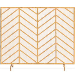 Single Panel Iron Chevron Fireplace Screen w/ Antique Finish - 38x31in