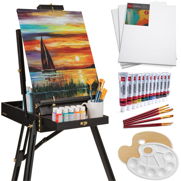 Portable Wooden French Easel w/ 33pc Beginners Kit - Kivo Store