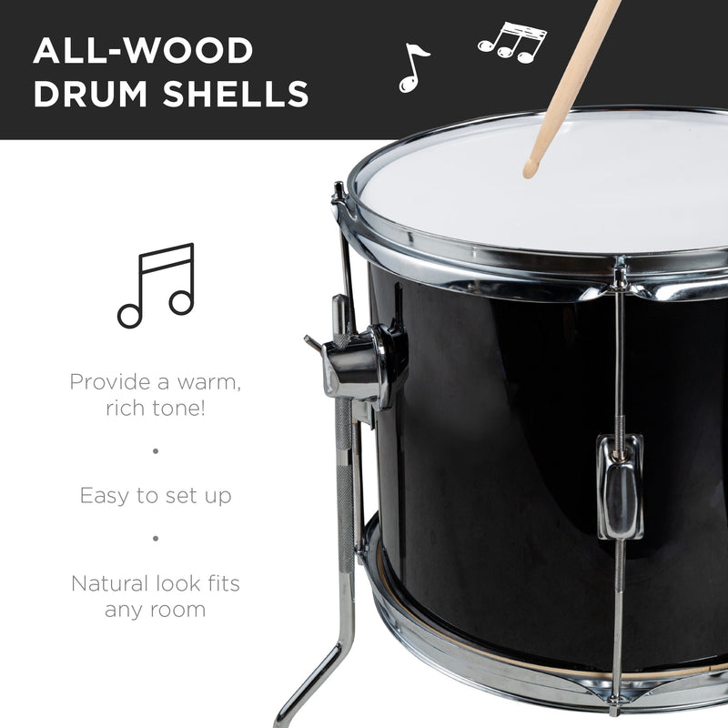 Kids Beginner All Wood Acoustic Drum Kit Starter Set w/ Stool, Drumsticks - Kivo Store