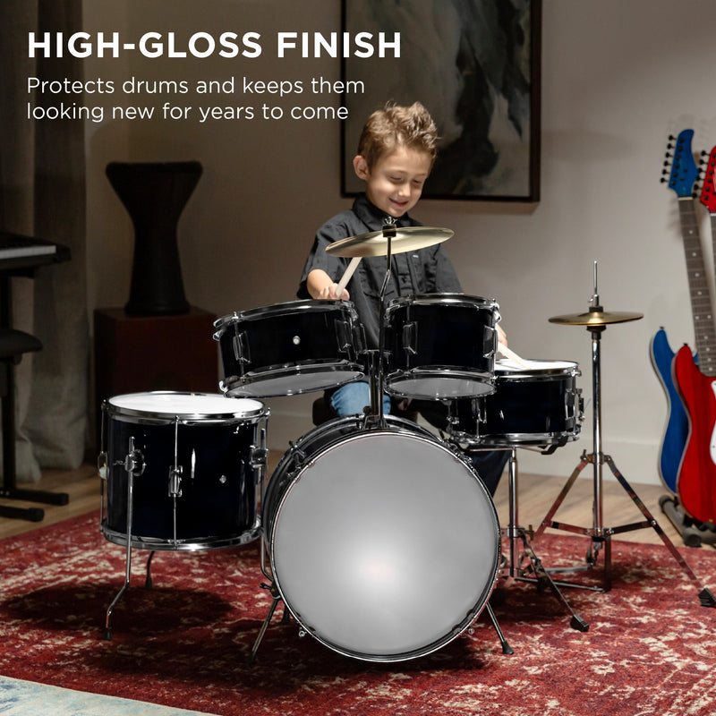 Kids Beginner All Wood Acoustic Drum Kit Starter Set w/ Stool, Drumsticks - Kivo Store