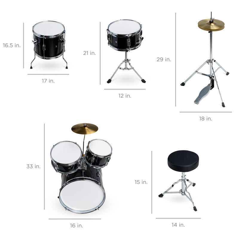 Kids Beginner All Wood Acoustic Drum Kit Starter Set w/ Stool, Drumsticks - Kivo Store