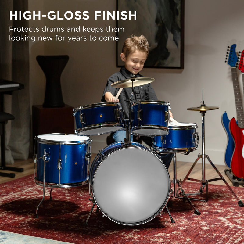 Kids Beginner All Wood Acoustic Drum Kit Starter Set w/ Stool, Drumsticks - Kivo Store