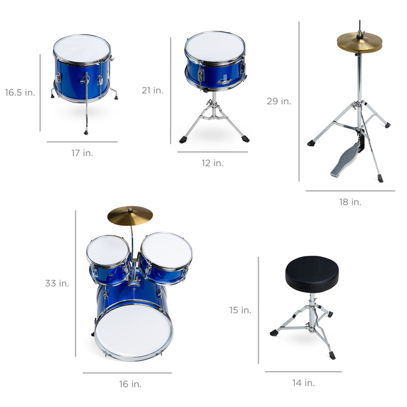 Kids Beginner All Wood Acoustic Drum Kit Starter Set w/ Stool, Drumsticks - Kivo Store