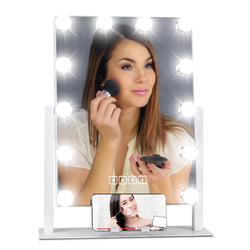Hollywood Vanity Mirror w/ Speaker, LED Lights, 3 Color Temps, Phone Stand - Kivo Store