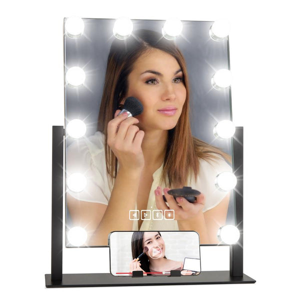 Hollywood Vanity Mirror w/ Speaker, LED Lights, 3 Color Temps, Phone Stand - Kivo Store