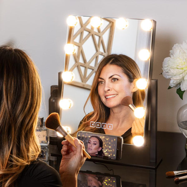 Hollywood Vanity Mirror w/ Speaker, LED Lights, 3 Color Temps, Phone Stand - Kivo Store