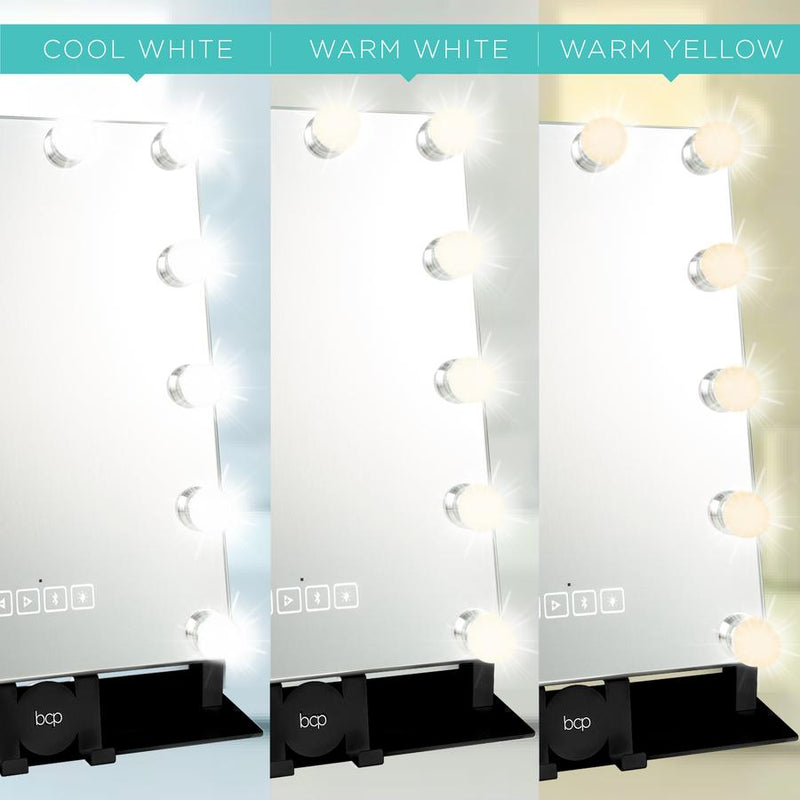 Hollywood Vanity Mirror w/ Speaker, LED Lights, 3 Color Temps, Phone Stand - Kivo Store