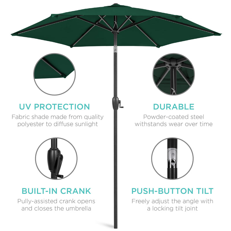 Outdoor Market Patio Umbrella w/ Push Button Tilt, Crank Lift - 7.5ft - Kivo Store