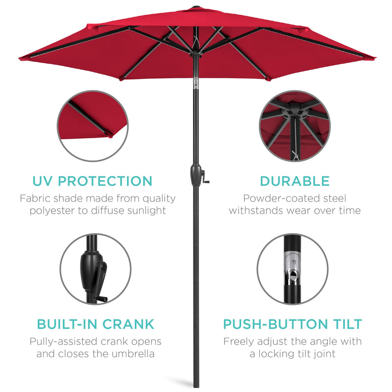 Outdoor Market Patio Umbrella w/ Push Button Tilt, Crank Lift - 7.5ft - Kivo Store