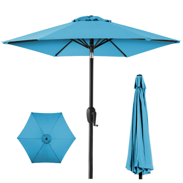 Outdoor Market Patio Umbrella w/ Push Button Tilt, Crank Lift - 7.5ft - Kivo Store