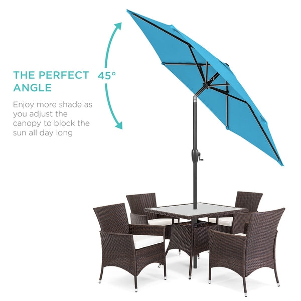 Outdoor Market Patio Umbrella w/ Push Button Tilt, Crank Lift - 7.5ft - Kivo Store