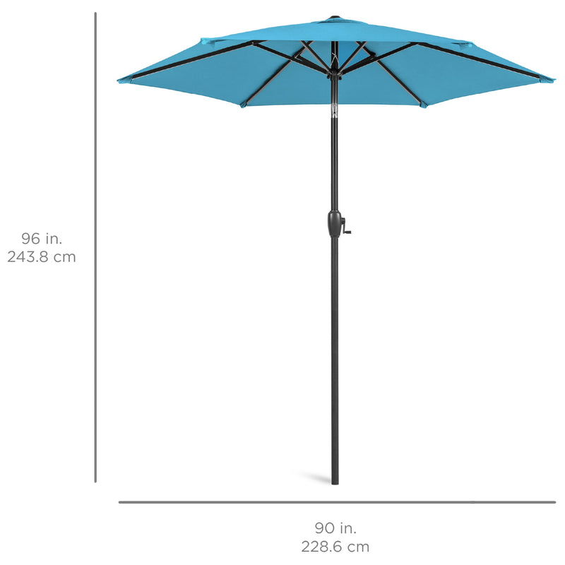 Outdoor Market Patio Umbrella w/ Push Button Tilt, Crank Lift - 7.5ft - Kivo Store