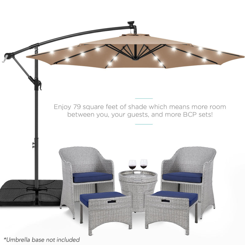 Solar LED Offset Hanging Patio Umbrella w/ Crank Tilt Adjustment - 10ft - Kivo Store