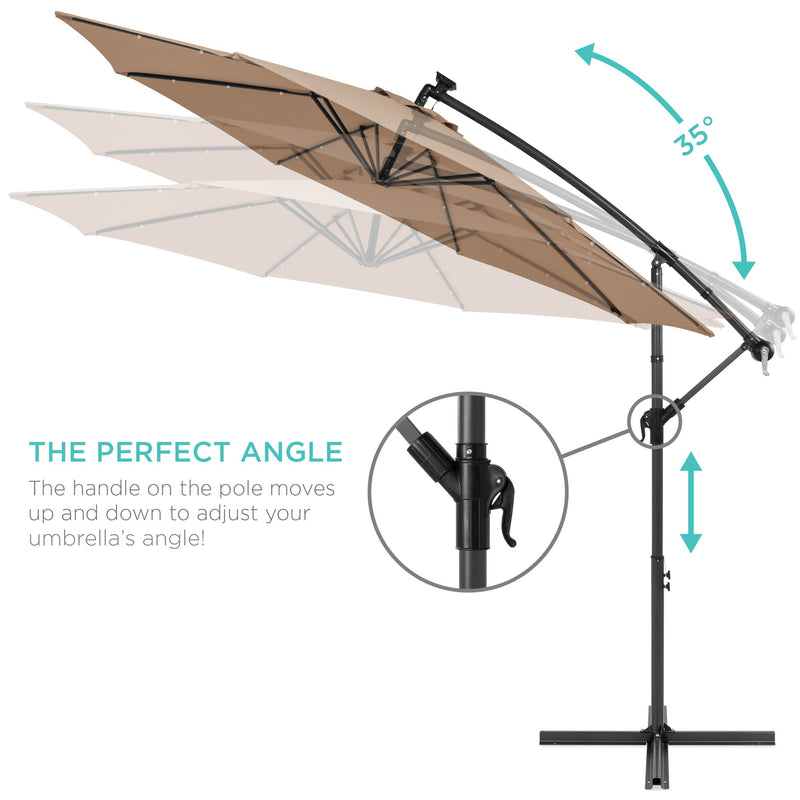 Solar LED Offset Hanging Patio Umbrella w/ Crank Tilt Adjustment - 10ft - Kivo Store