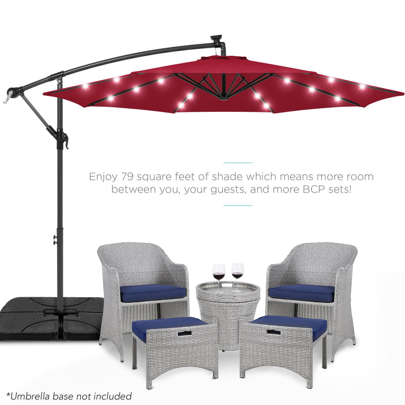 Solar LED Offset Hanging Patio Umbrella w/ Crank Tilt Adjustment - 10ft - Kivo Store