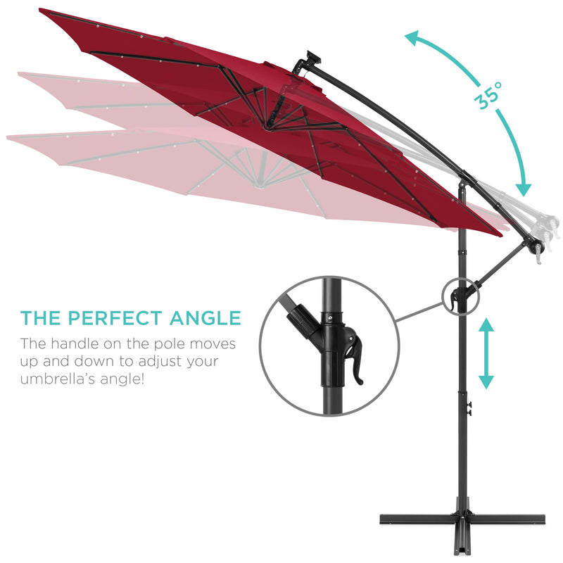 Solar LED Offset Hanging Patio Umbrella w/ Crank Tilt Adjustment - 10ft - Kivo Store
