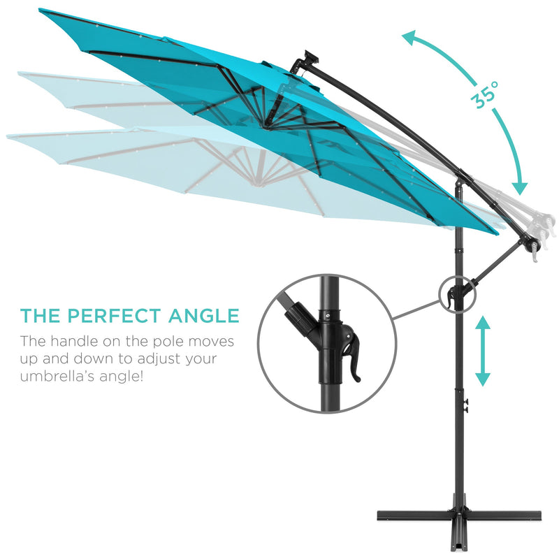 Solar LED Offset Hanging Patio Umbrella w/ Crank Tilt Adjustment - 10ft - Kivo Store